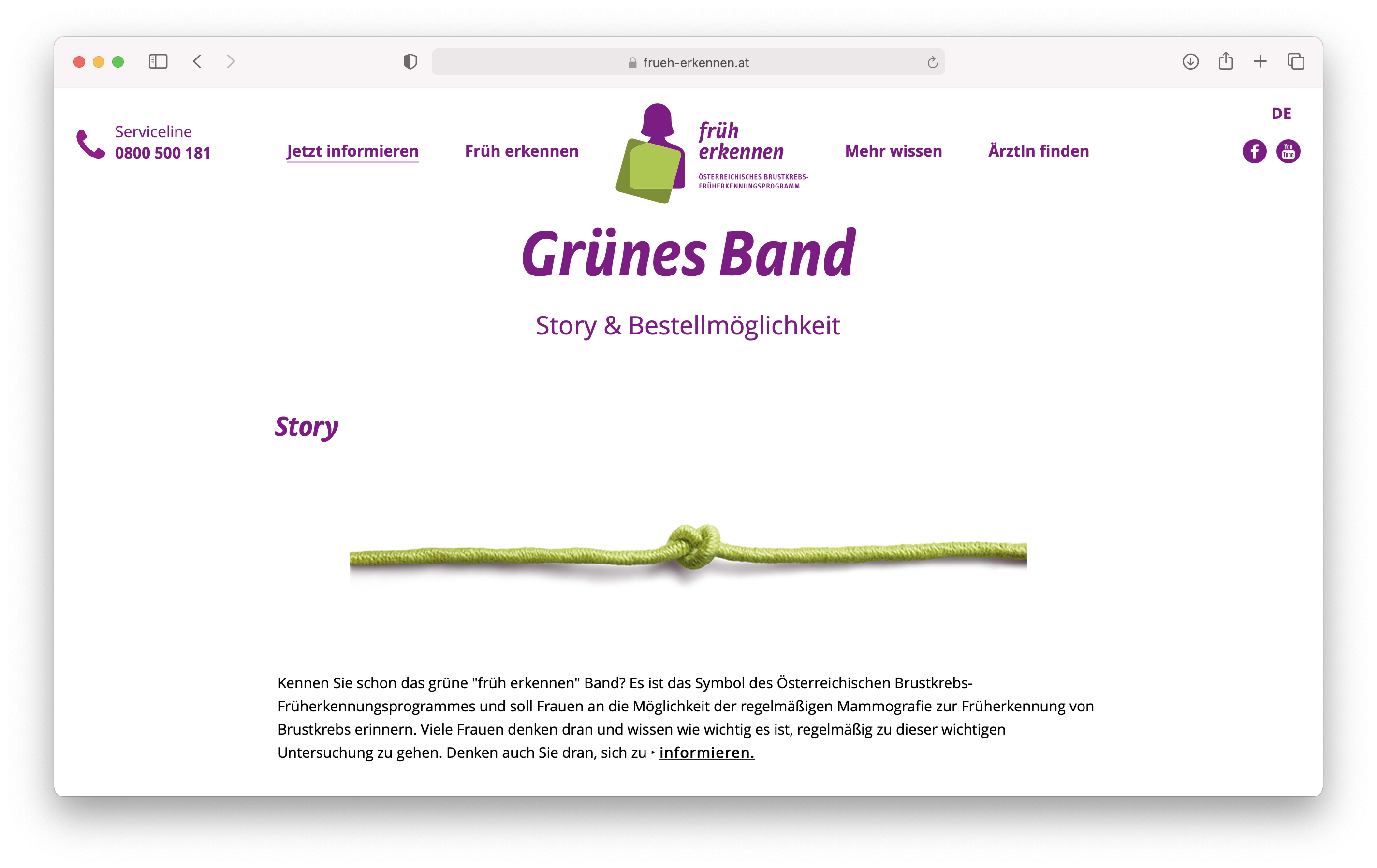 Website @ früh erkennen, Grünes Band