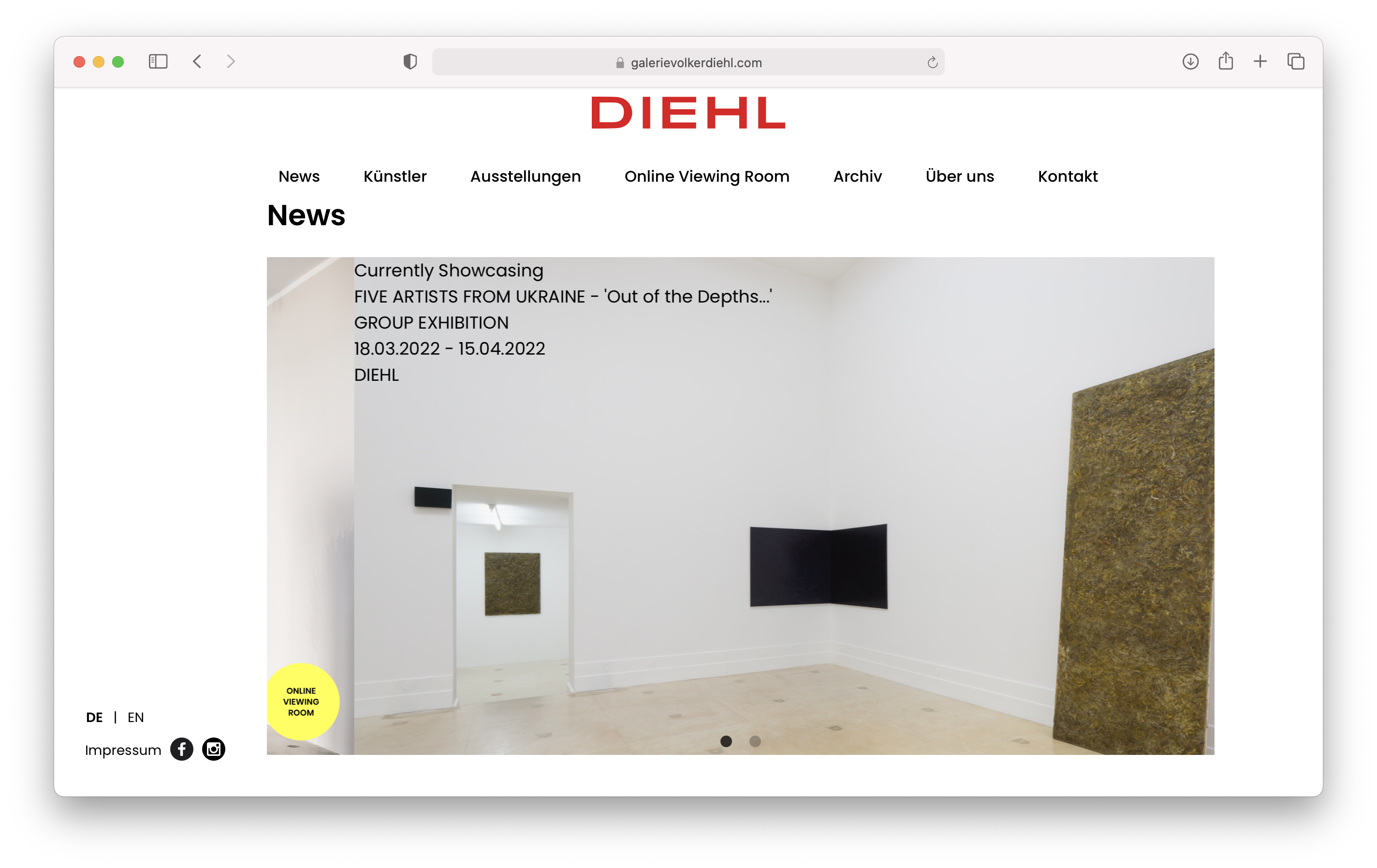Website @ Galerie Volker Diehl