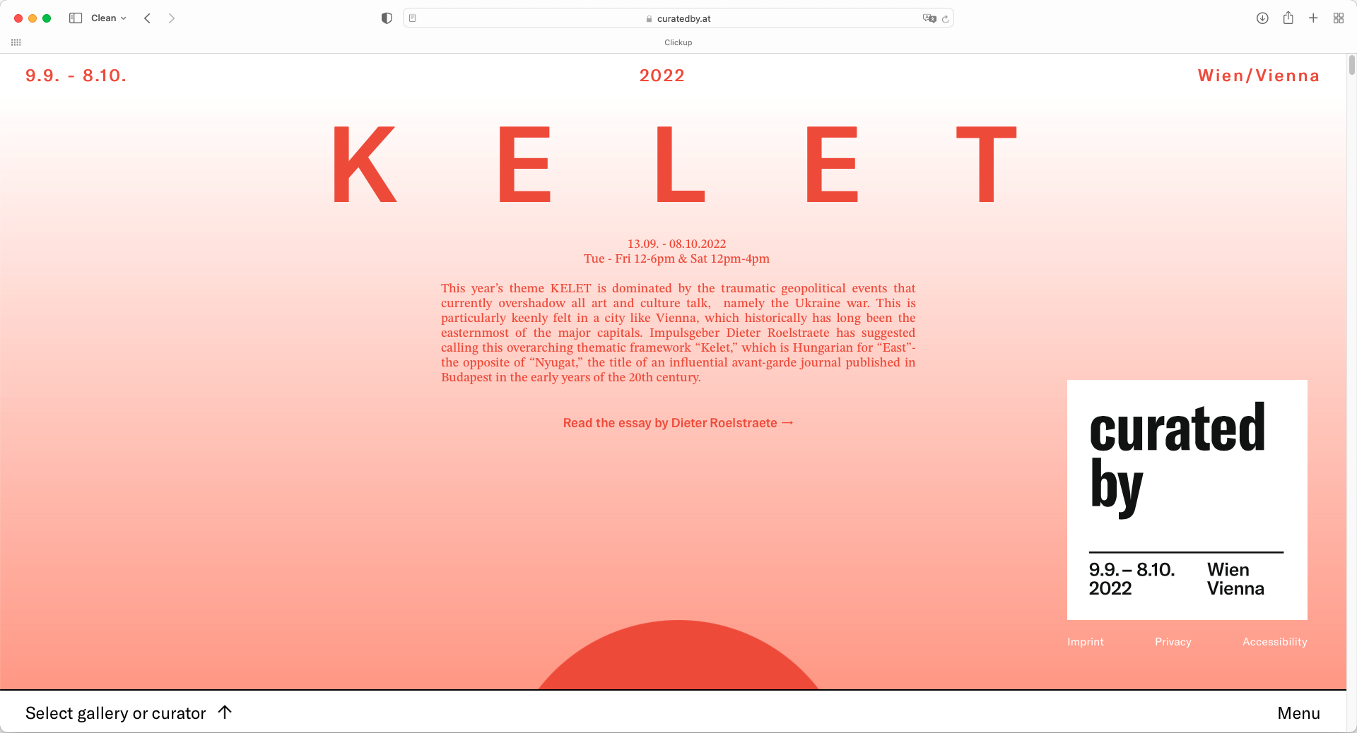 Kelet Curated by 2022 Landing Page